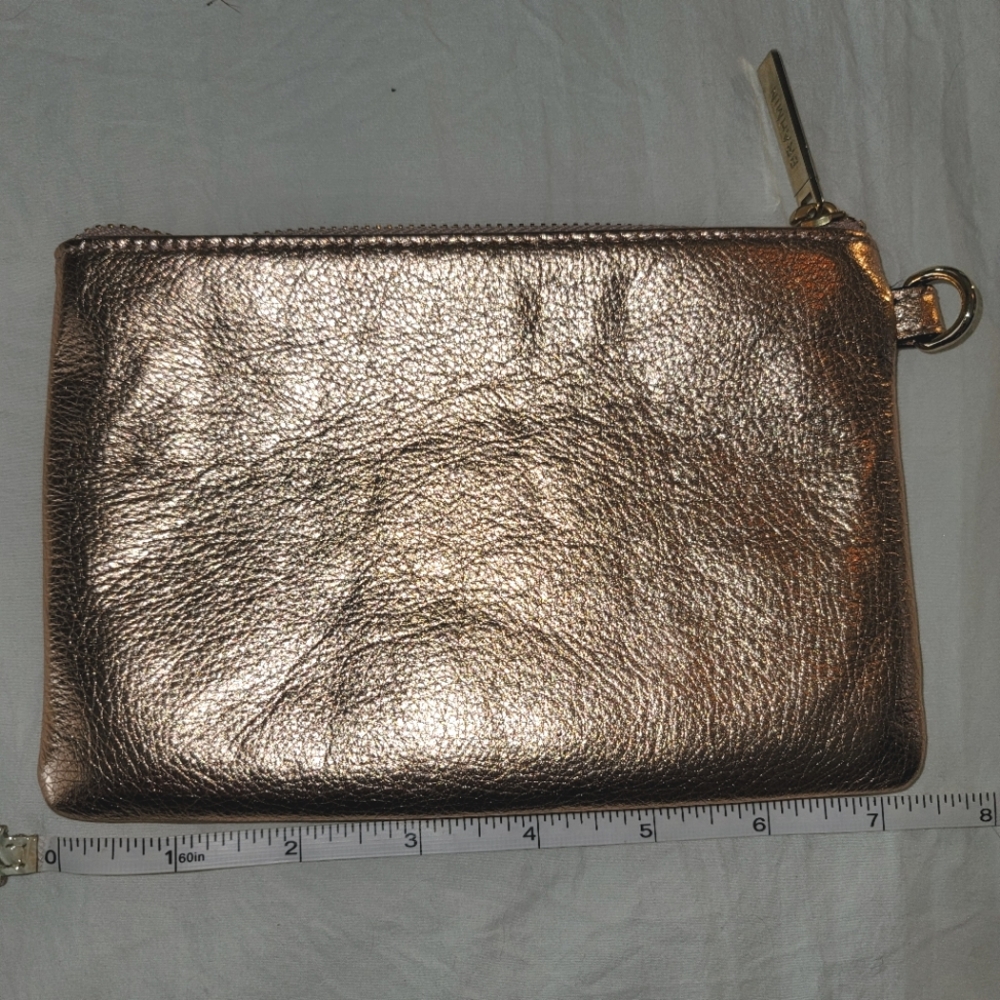SOLD Brahmin EUC Moonlit rose gold mini pouchette makeup bag